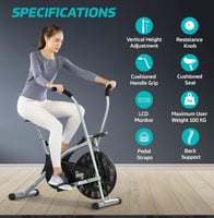 دراجة تمارين هوائية بالمقاومة المروحية – مقابض متح...