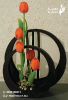 فازة خشبية دائرة أسود