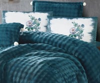 مفرش سرير تيكوما شتوي مخمل مزدوج 6 قطع - ازرق بترو...