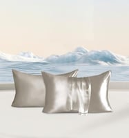 2 غطاء مخدة حرير طبيعي نقي - بيج فاتح