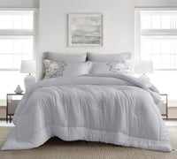 مفرش سرير صيفي فيلدكريست مزدوج 6 قطع - رمادي غامق