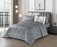 مفرش شتوي انجا فلانيل كانون مزدوج 6 قطع رمادي