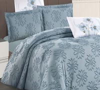 مفرش سرير صيفي مزدوج 6 قطع سماوي- تصميم بلمسة فخام...