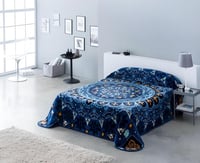 بطانية رسلان اسباني مشجر فاخرة - كحلي