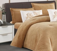 مفرش سرير شتوي ماريا مخمل مفرد ونص 4 قطع لون بيج غ...