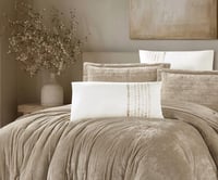 مفرش سرير روزماري شتوي مخمل مفرد ونص 4 قطع - بيج غ...