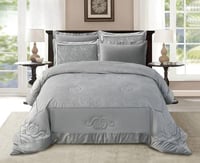 مفرش شتوي JQ  كانون مخمل فلانيل جاكارد - رمادي