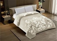 بطانية شتوي حفر سادة مزدوج 6 كجم -بيج