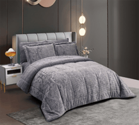 مفرش FJ كانون شتوي محفور فرو مزدوج 6 قطع-رمادي