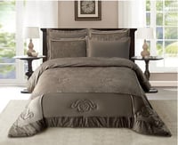 مفرش شتوي JQ  كانون مخمل فلانيل جاكارد -بني