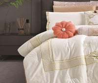 مفرش سرير صيفي فن دوفت قطن تطريز ديجيتال مزدوج 11ق...