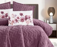 مفرش سرير سديم شتوي فرو مزدوج 6 قطع موف غامق