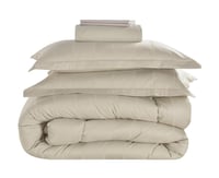 مفرش سرير فندقى كانون سادة مزدوج 6 قطع - بيج