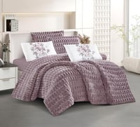 مفرش شتوي مها فرو مع مخمل مفرد ونص 4 قطع موف