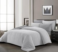 مفرش سرير صيفي كانون جاكار قطن مزدوج 6 قطع - رمادي