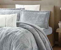 مفرش سرير روزماري شتوي مخمل مزدوج 6 قطع -رمادي