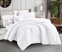 مفرش سرير توق شتوي فرو مزدوج 6 قطع - ابيض