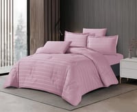 مفرش فندقي شيراتون قطن مزدوج 6 قطع - وردي