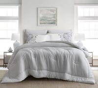 مفرش سرير صيفي فيلدكريست مزدوج 6 قطع - رمادي فاتح