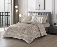 مفرش شتوي انجا فلانيل كانون مزدوج 6 قطع بيج غامق