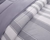 مفرش كوتجي صيفي قطن مقلم مزدوج 6 قطع رمادي كريمي