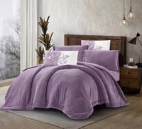 مفرش سرير شتوي جاكاراندا مخمل مزدوج 6 قطع لون موف