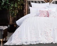 مفرش عرائس نيارة قطن 100% تطريز ورد 10 قطع ابيض مط...