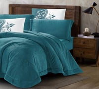 مفرش سرير شتوي جاكاراندا مخمل مزدوج 6 قطع لون تركو...