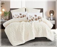 مفرش سرير سديم شتوي فرو مفرد ونص 4 قطع - سكري