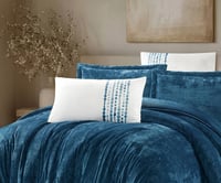 مفرش سرير روزماري شتوي مخمل مزدوج 6 قطع -ازرق بترو...