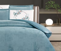 مفرش سرير عهود شتوي مخمل مزدوج 6 قطع - سماوي