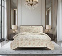 مفرش شتوي فلانيل كانون مفرد ونص 4 قطع كريمي