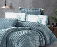 مفرش سرير تيكوما شتوي مخمل مفرد ونص 4 قطع - سماوي