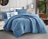 مفرش سرير توق شتوي فرو مزدوج 6 قطع - ازرق