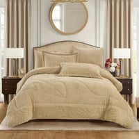 مفرش ريفير كانون شتوي مخمل فلانيل مزدوج 6 قطع-بيج