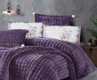 مفرش سرير تيكوما شتوي مخمل مفرد ونص 4 قطع - بنفسجي