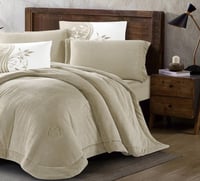 مفرش سرير شتوي جاكاراندا مخمل مزدوج 6 قطع لون بيج...