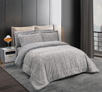 مفرش FJ كانون شتوي محفور فرو مزدوج 6 قطع-رمادي فات...