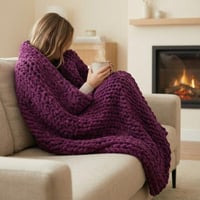 بطانية شتوية ميس اليدوية بخيوط صوف البوفي الناعمة...