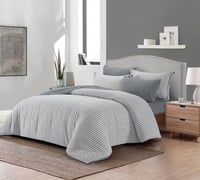 مفرش سرير صيفي كانون جاكار قطن مزدوج 6 قطع - رمادي...