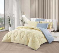 مفرش سرير صيفي هواوي مفرد ونص 4قطع وجهين - اصفر :...