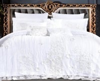 مفرش عرائس نيارة قطن 100% تطريز ورد ودانتيل 10 قطع...