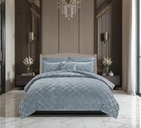 مفرش شتوي فلانيل محفور مربعات كانون مزدوج 7 قطع سم...