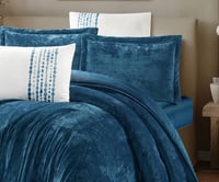 مفرش سرير روزماري شتوي مخمل مزدوج 6 قطع -ازرق بترو...