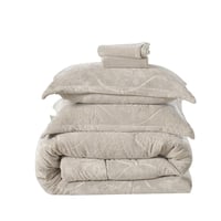 مفرش رينال كانون شتوي مخمل فلانيل مزدوج 6 قطع-بيج