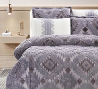 مفرش سرير طويق شتوي فرو مخمل مفرد ونص 4 قطع رمادي