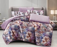 مفرش سرير شهلا شتوي فلانيل مشجر مزدوج 6 قطع بنفسجي...