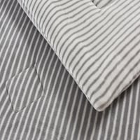 مفرش يوني كانون مقلم شتوي مخمل مزدوج 6 قطع-رمادي غ...