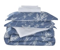 مفرش كانون صيفي قطن أزرق مشجر مزدوج 6 قطع مع لباد...