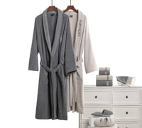 طقم ارواب ومناشف حمام 12 قطعة قطن 100% رمادي وبيج